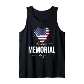 Happy Memorial Day Shirt Heart USA Flag American Patriotic Tank Top