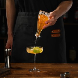 Cocktail Geek Glass Bitters Bottles with Dasher Top, Set of 4, Vintage Pattern 4.3oz/130ml (170ml Lotus 4PCS)