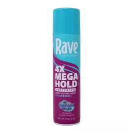 4 Pack Rave 4X Mega Aerosol Hairspray Now With Climashield Unscented 11 Oz Each 816559010779