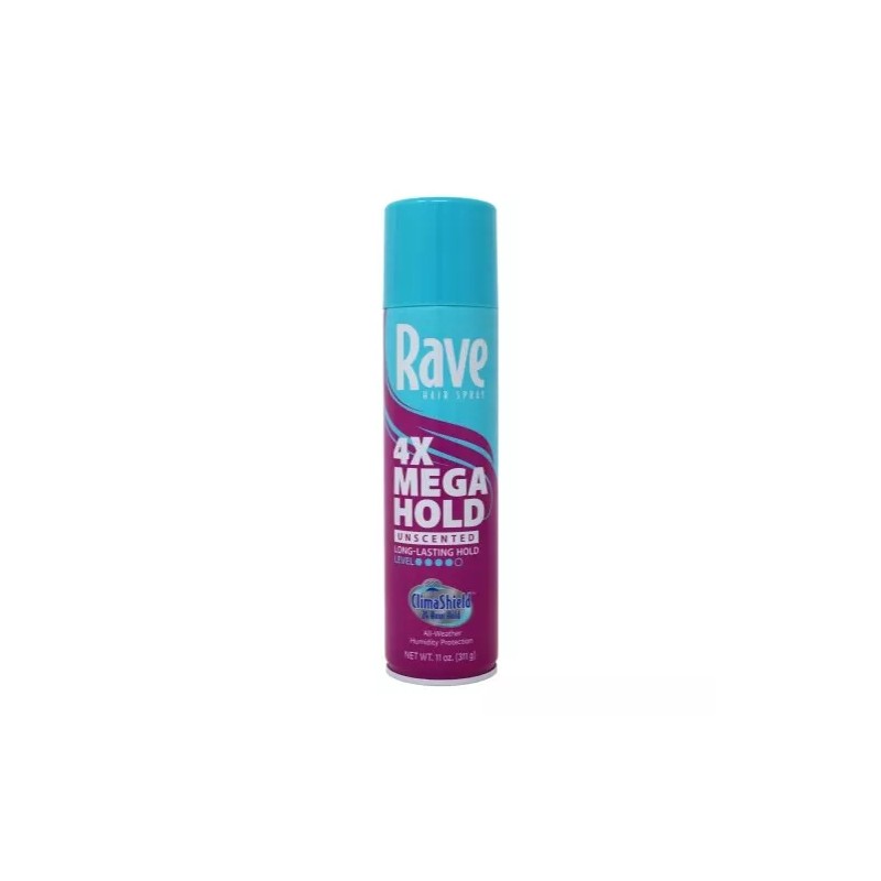 4 Pack Rave 4X Mega Aerosol Hairspray Now With Climashield