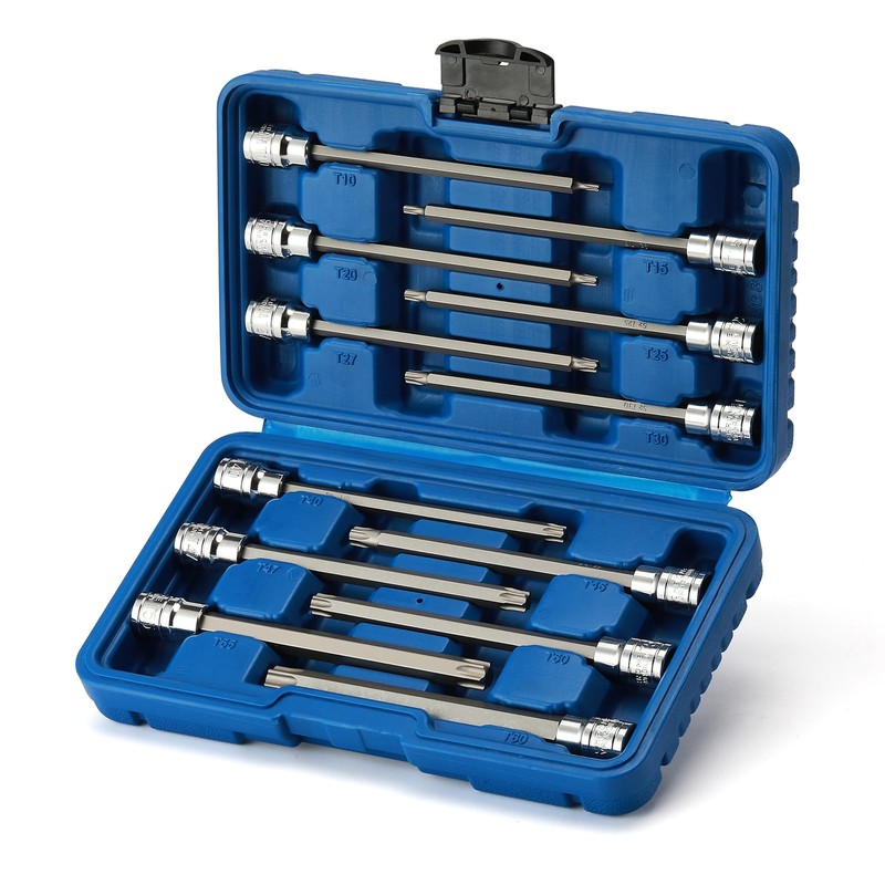 EMENTOL 12PCS 3/8" Drive Extra Long Torx Bit Socket Set,