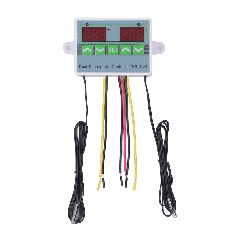 Dual Temperature Controller Waterproof Digital Thermostat with Data Storage for