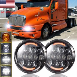 Bricologht For Kenworth T2000 1997-2011 Pair 7inch Round LED Headlights Hi/Lo Beam With DRL
