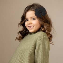 Baby Girls Hair Accessories Set, 8 PCS Fully Lined Baby Bows 2inch 3inch Hair Bows Alligator Clips for Baby Girls Infants Toddlers in Pairs (Black)