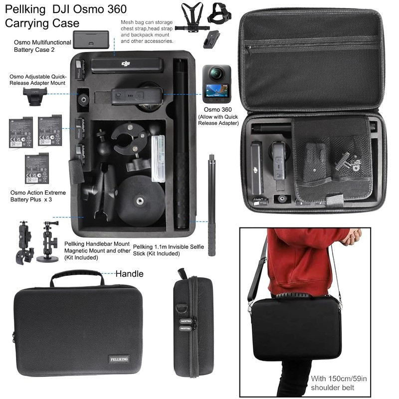 PellKing Accessories Kit for DJI Osmo 360,Included Carrying Case with
