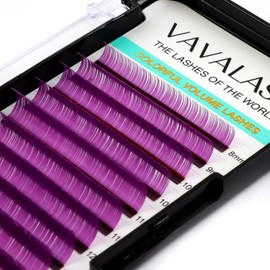 Colored Lash Extensions 0.07mm CC Curl Violet Individual Volume Lashes Extensions 8-15 Mix Length Color Eyelash Extensions for Salon (Violet 0.07-CC, 8-15mm)