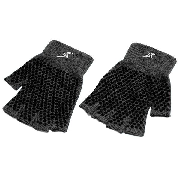 ProsourceFit Grippy Yoga Gloves, One Size Fits All, Non-Slip Fingerless Design in Black