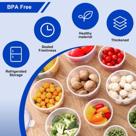 MOERDIFFER Set of 4 Freezer Containers with Lid, Small Plastic Food Storage Containers with Lid, Salad Bowl Set, 300 ml/600 ml/1000 ml/1500 ml, Airtight Food Containers for Food Storage