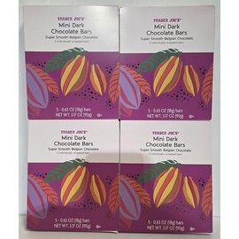Trader Joe Mini 70% Cacao Dark Chocolate 100 Calories 3.17oz 90g (Four Boxes)