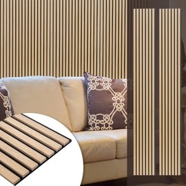 Yuzzy Wood Panels for Wall and Ceiling - 108 x 11 Inch Wood Slat Acoustic Panels 2 PCS - Modern Sound Absorbing Wall Panels for Interior Wall Decor for Home, Office, Studio - Rustic Oak