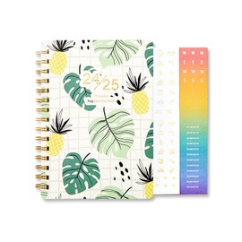 TSFPapier Planner 2024-2025 for Women Men Spiral Notebook A5 Monthly Weekly Calender Planning 17 Months Teacher Daily Academic 5.7" x 8.2",Leaf