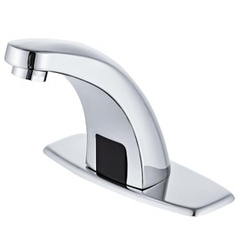 Luxice Touchless Bathroom Sink Faucet Automatic Motion Sensor Hands Free Commercial Faucets Chrome with Hot & Cold Temperature Mixing Valve Battery Operated