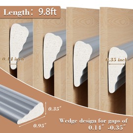 9.8 Ft Door Weather Stripping Door Seal Strip,Adhesive Foam Window Insulation for Winter,Soundproofing Draft Stopper for Door Frame Seal,Wedge Weather Strip Gap Filler for Noise Blocker,Gray