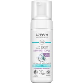 lavera Basis Sensitiv Cleansing Foam, Natural Cosmetics, Vegan, Organic Aloe Vera and Organic Almond Oil, Facial Cleansing, Natural Cleansing Formula, 1 x 150 ml