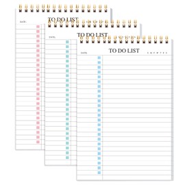 KAICN To Do List Notepad 3 Pack, Undated Daily Planner Notepad With To Do List Notebook Checklist Planner Spiral Waterproof Notepad for Office Supplies, School Planner, 52 Sheets/Pack, 5.5"*8.3" A5 Size