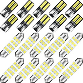 ACOHUIKE 20PS Dome Light LED Car Bulb Kit Set 194 168 578 211-2 212-2 569 6411 6451 39mm Festoon Bulbs LED Interior Replacement Bulbs for Car Map Door Courtesy Trunk License Plate Light (White)