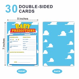 Baby Shower Prediction And Advice Cards, Sky & Clouds Theme - 5 X 7 Inches Double-Sided Fill In Game Cards For Baby shower Party Favor & Supplies(30 PCS)-D01
