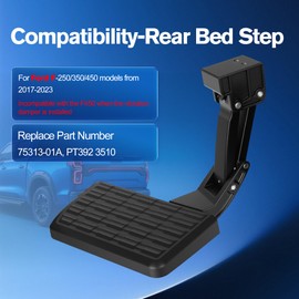 BULIAZY 75313-01A Rear Bed Step Tailgate Bedstep fit for Ford F250 F350 F450 2017-2023(Not Work When F450 Vibration Damper is Installed) Retractable Steps for Trucks,Folding Truck Step PT3923510
