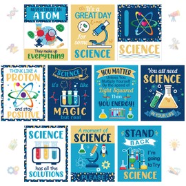 Zonon 10 Pcs Science Classroom Decoration Banner and Poster for Teachers Scientist Bulletin Board Set Posters Science Lab Cutout for Elementary Middle Preschool Office(Motivational)