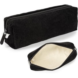 OSYLICT Pencil Case,Small Portable Corduroyfabric Pen Holder Storage Bag for Home School Office,Makeup Pouch Cosmetic Bag Office Stationery Organizer for Girls Boys Kids Adult (Black)