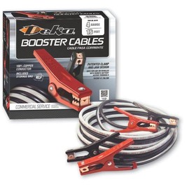New Heavy Duty OEM Deka 4 Guage 16 Foot Jumper Booster Cables USA Made 100% Copper Conductor Tangle Free Black & White Great for RV & Camper! 00170 DEK-00170