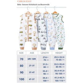 Chilsuessy Pack of 2 Baby Sleeping Bags with Feet, 0.5 Togs, 100% Cotton Children's Summer Sleeping Bag for Boys and Girls, Mushroom Rabbit + Panda Home, 80 cm / Baby Height 90-100 cm