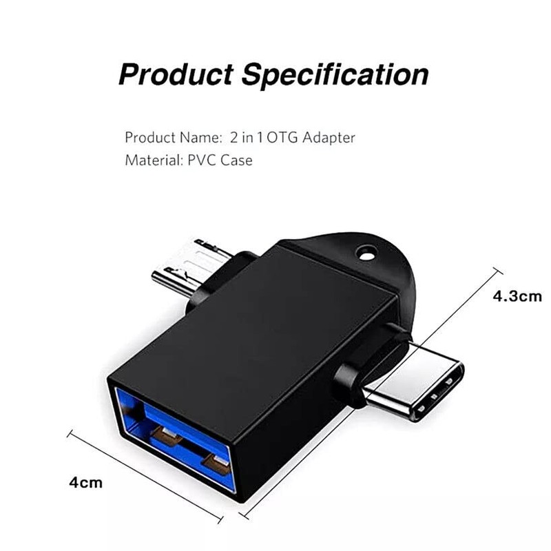 Xingdianfu 2 in 1 Micro USB/USB-C to USB 3.0 Adapter