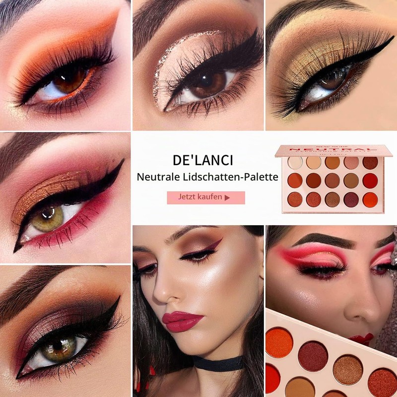 Neutral Nude Eyeshadow Palette Rose Gold Smokey Red Brown Highly