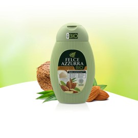 Felce Azzurra Organic Shower Gel Almond & Coconut - Rich Velvety Soft Shower Formula - 100% Recyclable Packaging - Pack of 1 (1 x 250 ml)
