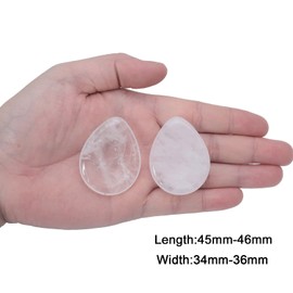 Nupuyai 2 Stück natürlicher Bergkristall, Sorgenstein für den Daumen in Tropfenform zur Entspannung, polierter Taschenstein für Reiki Meditation, 4,5 cm