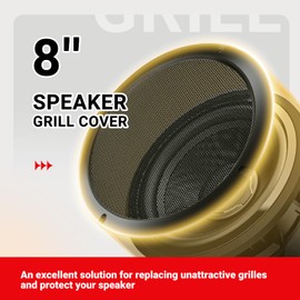 Odyalay 8'' Speaker Grill Cover 2 Packs 8 Inches Steel Mesh Speaker Subwoofer Grille Grill with 8 Screws- Black