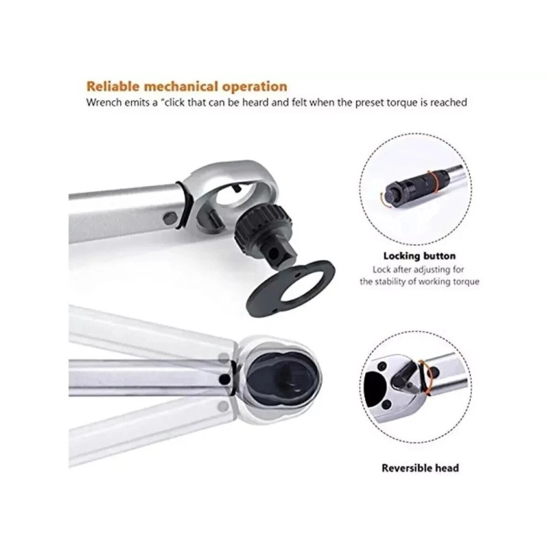 TACKLIFE 1/2" Torque Wrench Snap Socket Professional Drive Click Type
