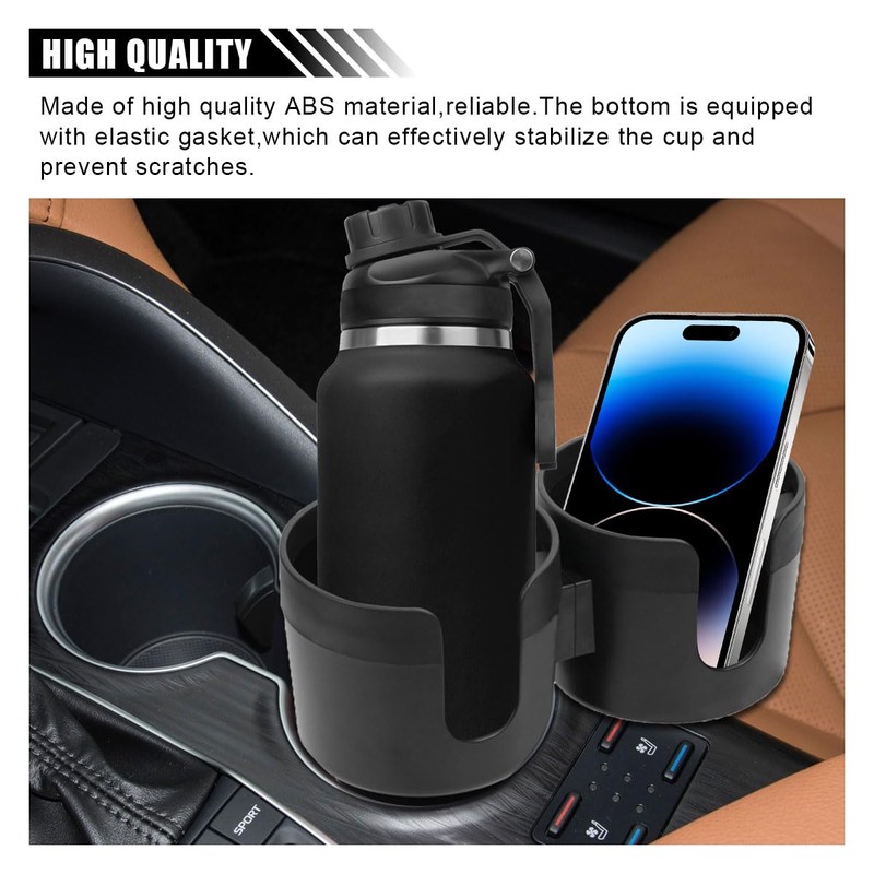 Car Double Cup Holder Extender, 2-in-1 Car Cup Holder Adapter