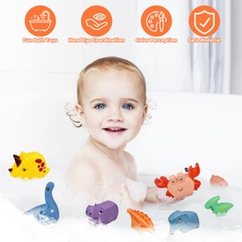 Hayoom Baby Bath Toys for 6-12 Months, Floating Animals Bath Toys (8PCS), Toddler Soft Bath Toys for 2 Year Olds, Sensory Learning Bath Toys for 1+ Year Old Boys Girls