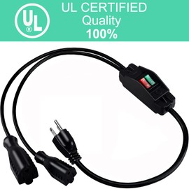 Makevivi 2 Way Extension Cord with On/Off Switch 3 Prong Outdoor Extension Cord Splitter, Heavy Duty Extension Cord with SJTW 14AWG 15A/125V and 18AWG 10A/125V(3 Ft, Black)