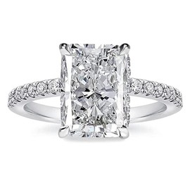 3.5ct Radiant Cut Engagement Ring,Simulated Diamond White Sapphire Promise Ring for Women in 925 Sterling Silver(Size:7.5)
