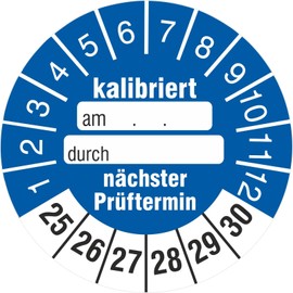 50 Test Labels Calibrated Next Test Date 30 mm for Labelling 2025-2030 Test Badges