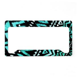 CafePress Tribal Teal Aztec Pattern License Plate Holder Aluminum License Plate Frame, License Tag Holder