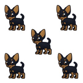 TCHARIRY Black Chihuahua Dog Shoe Charms - Cute Animal Decoration Charms Gift for Boys Kids Teens and Adults - Set of 5