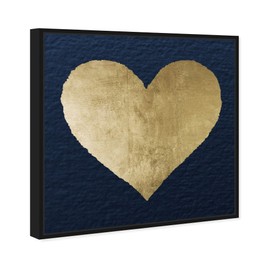 The Oliver Gal Artist Co. Fashion and Glam Wall Art Canvas Prints 'Ever After Blue' Hearts Home Décor, 24 in x 24 in, Black Frame