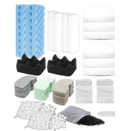 40 Pcs Filter Media Kit for Fluval 206/207 Canister Filters Include Water Polishing Pad, Bio-Foam Pad, Ammonia/Phosphate/Nitrite Remover, 500g BioMax Media, 1 Kg Carbon, Silicone Lube, Filter Mesh Bag