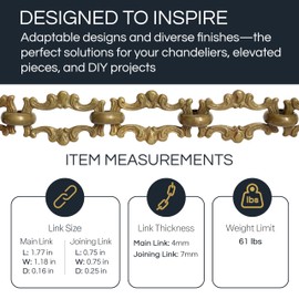 RCH Hardware CH-02-BRZ Brass Chandelier Chain, Bronze (1 Foot)