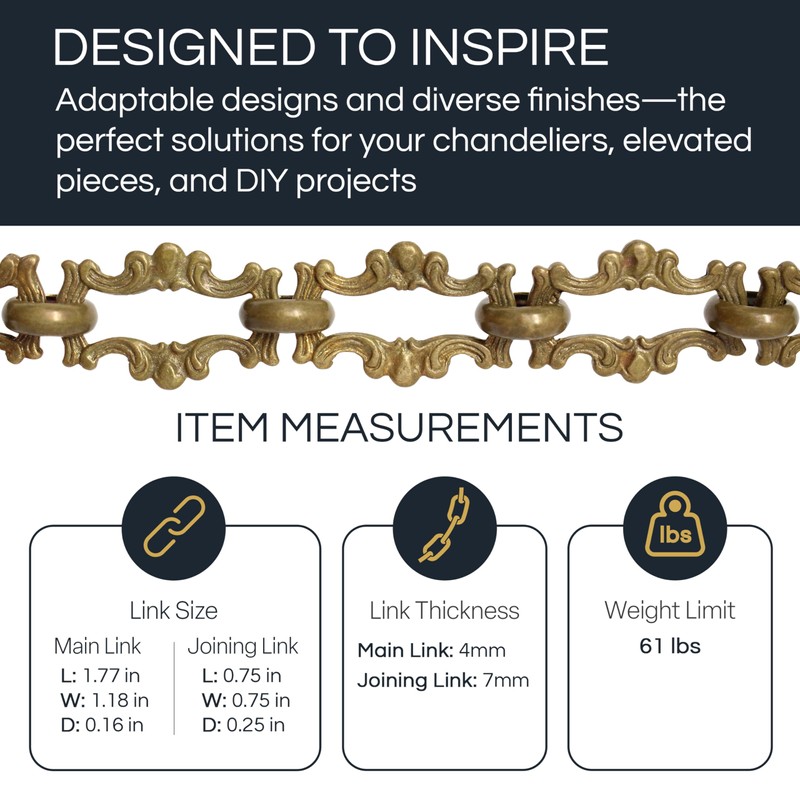 RCH Hardware CH-02-BRZ Brass Chandelier Chain, Bronze (1 Foot)