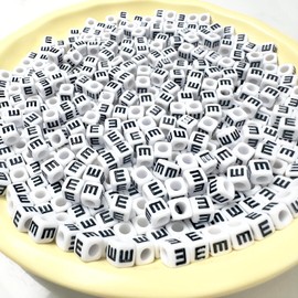 Sunrica 500Pcs Vowel Letter Beads E 6X6mm Individual Square Alphabet Beads for Friendship Bracelets Making