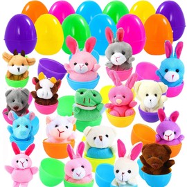 Twister.CK Twister.CK 18 Pack Easter Eggs Filled with Mini Plush Animals Stuffed Toy for Kids Easter Basket Stuffers/Fillers, Easter Eggs Hunt, Easter Party FavorGift Exchange, Classroom Prize