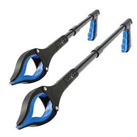 Grabber Reacher Tool - 2 Pack - Latest Version Long 19/32 Inch Foldable Pick Up Stick - Strong Grip Magnetic Tip Lightweight Trash Picker Claw Reacher Grabber Tool for Elderly Reaching, Luxet (Blue)