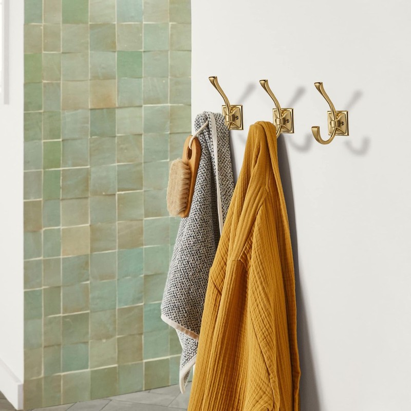 ZAUYX Large Wall Hooks 10 Pack - Brushed Gold Coat