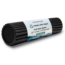 Oceanfoam Soft Tidal Roller (Black) - Low Density Foam Roller for Physical Therapy, Back Pain, Excercise & Stretching - Wave Textured - Yoga, Athletics, & Wellness - Full Size, 20" x 5"