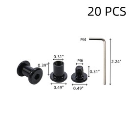 Oedema 20 PCS M6×8mm Barrel Nuts and Bolts Stainless Steel Binding Post Screws Black Chicago Screws with Hex Wrench for Furniture Bed Cupboard