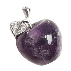 Manekieko Natural Amethyst Apple Crystals and Healing Stones Figurines Collectibles,3cm Room Decor Christmas Decorations Office Gifts